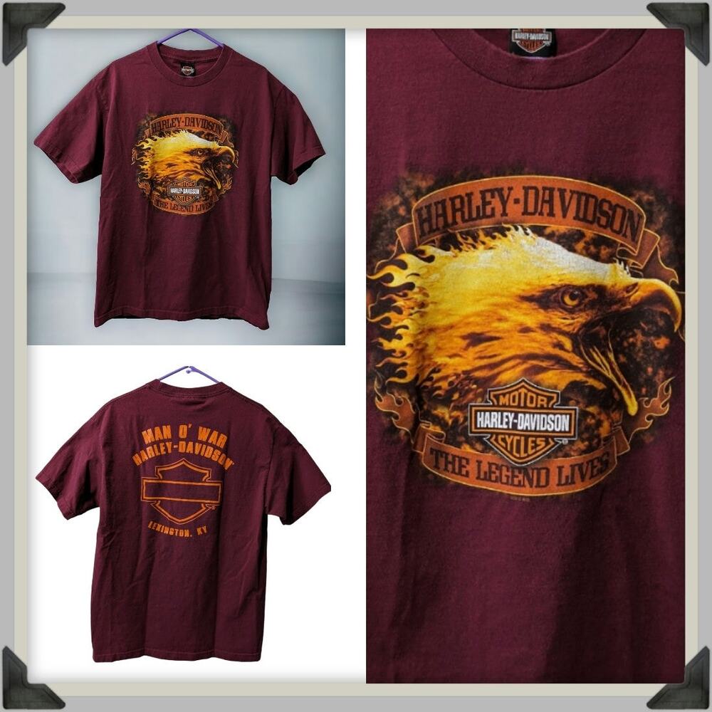 The Legend Lives Harley Davidson Bald Eagle T-Shirt. Men's L